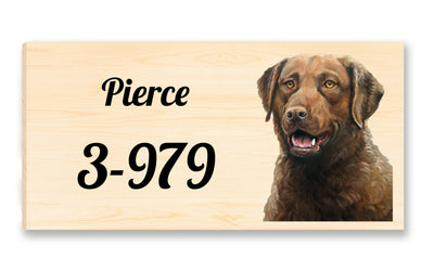 House Sign featuring a Chesapeake Bay "oil painting" printed directly onto a 1" thick piece of solid Mountain Pine - just customize with your name and address, and celebrate your dog!