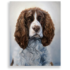 Brown & White Springer Spaniel Painting, 12x16" hand mounted reproduction of artist Zann Hemphill's original oil paintings on Museum-Grade Archival Canvas from Rascals Sporting Dogs