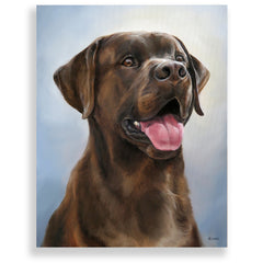 Chocolate Labrador Retriever Painting, 12x16" hand mounted reproduction of artist Zann Hemphill's original oil paintings on Museum-Grade Archival Canvas from Rascals Sporting Dogs